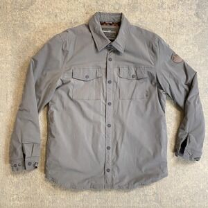Eddie Bauer Windbreaker Jacket Mens Large Gray Fleece Lined Snap Front Aztec